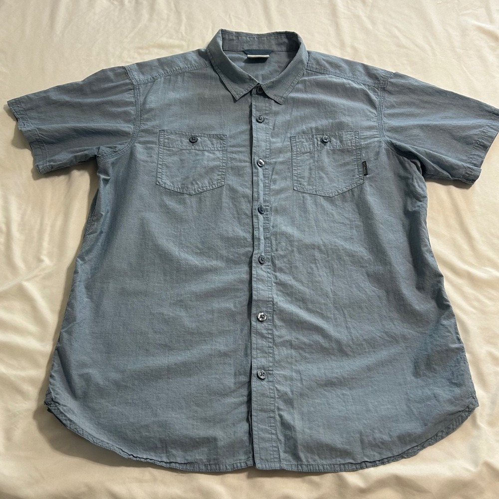 Columbia Mens Blue Cotton Short Sleeve Button Up Shirt XM0061 Large